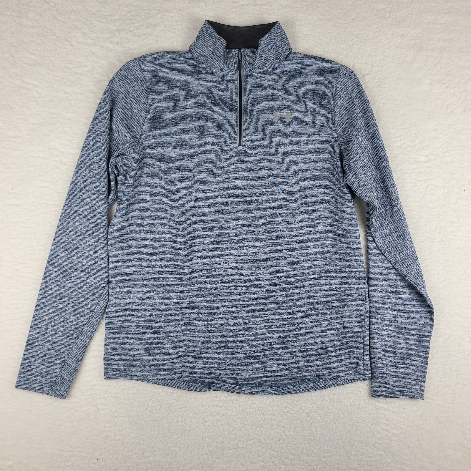 Under Armour Sweater Mens Large Blue Heathered Fitted Heatgear Tech Running Run